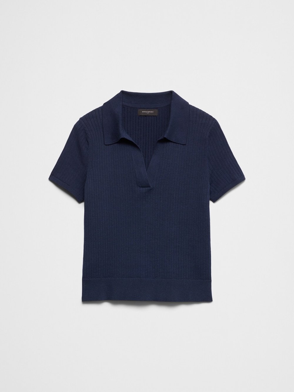 Banana Republic Factory Ribbed Polo Sweater Top - Navy